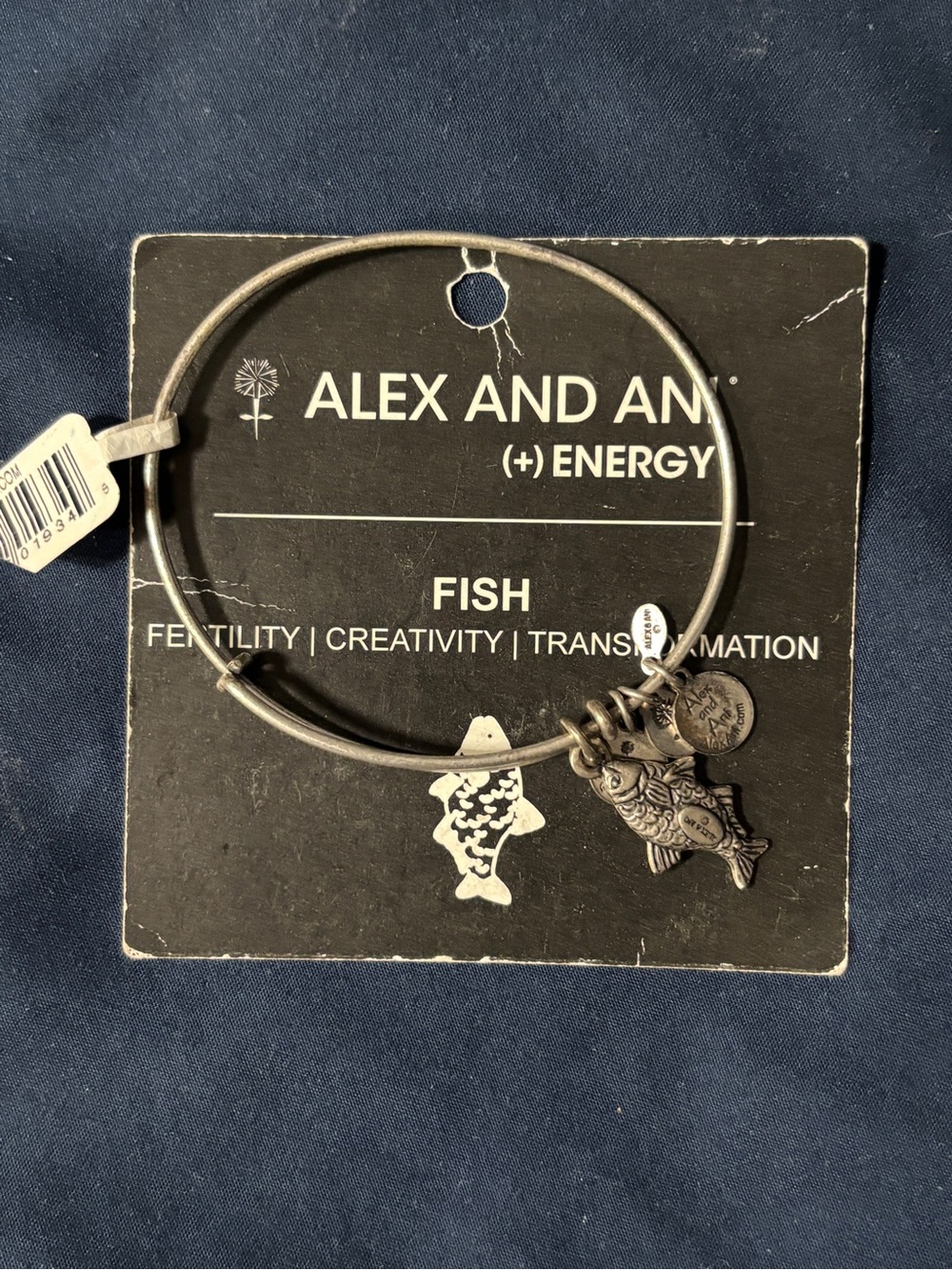 Alex and Ani Fish Charm Bangle - Antique Silver